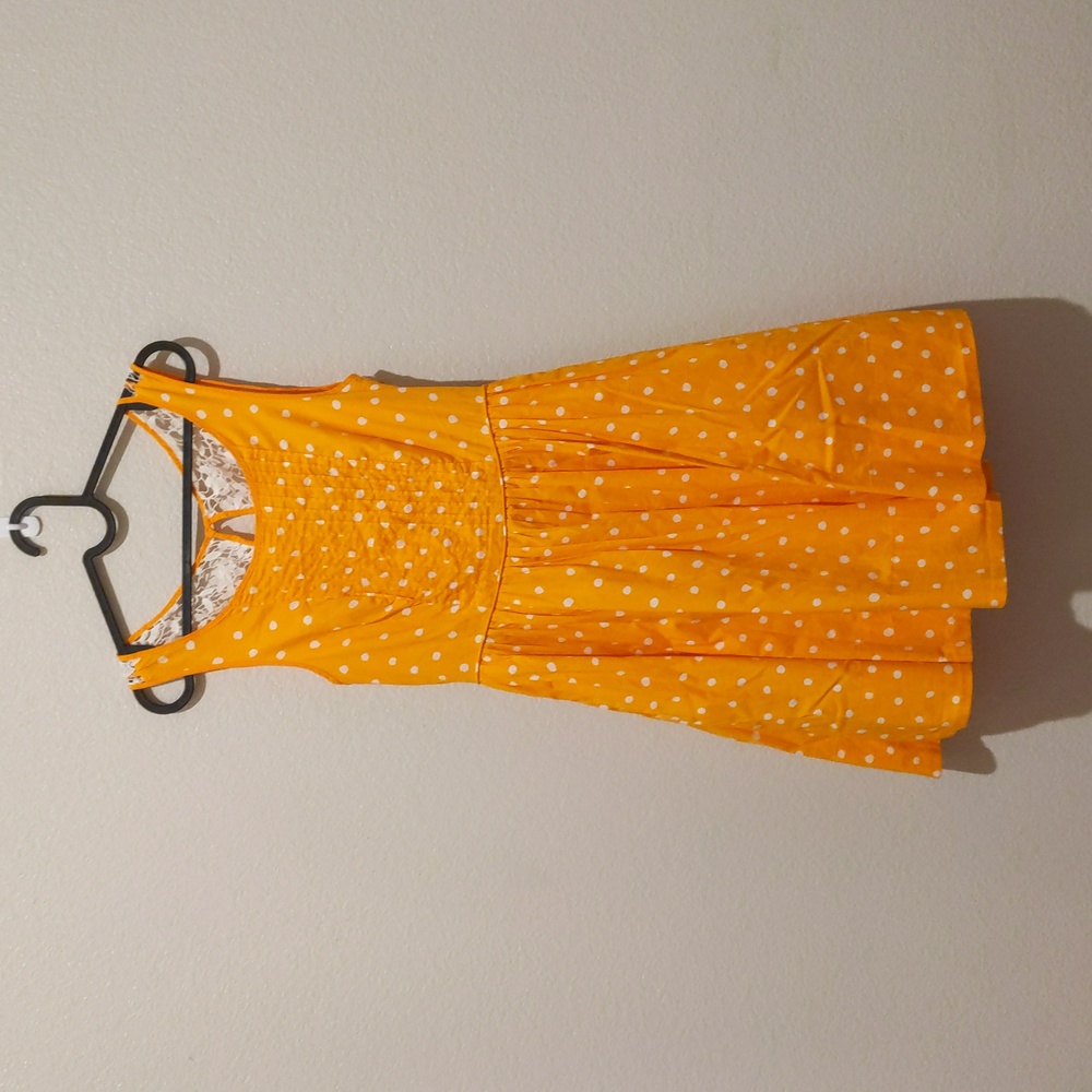 Moulinette Soeurs Anthropologie Melora Yellow Polka Dot Dress size 2